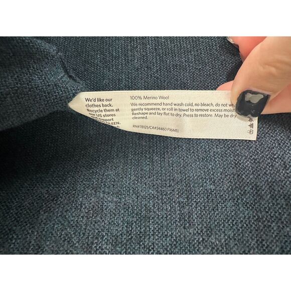 Eileen Fisher Merino Wool Blue Crewneck Lightweight Long Sleeve PP Petite 2 - 4 - Picture 2 of 5